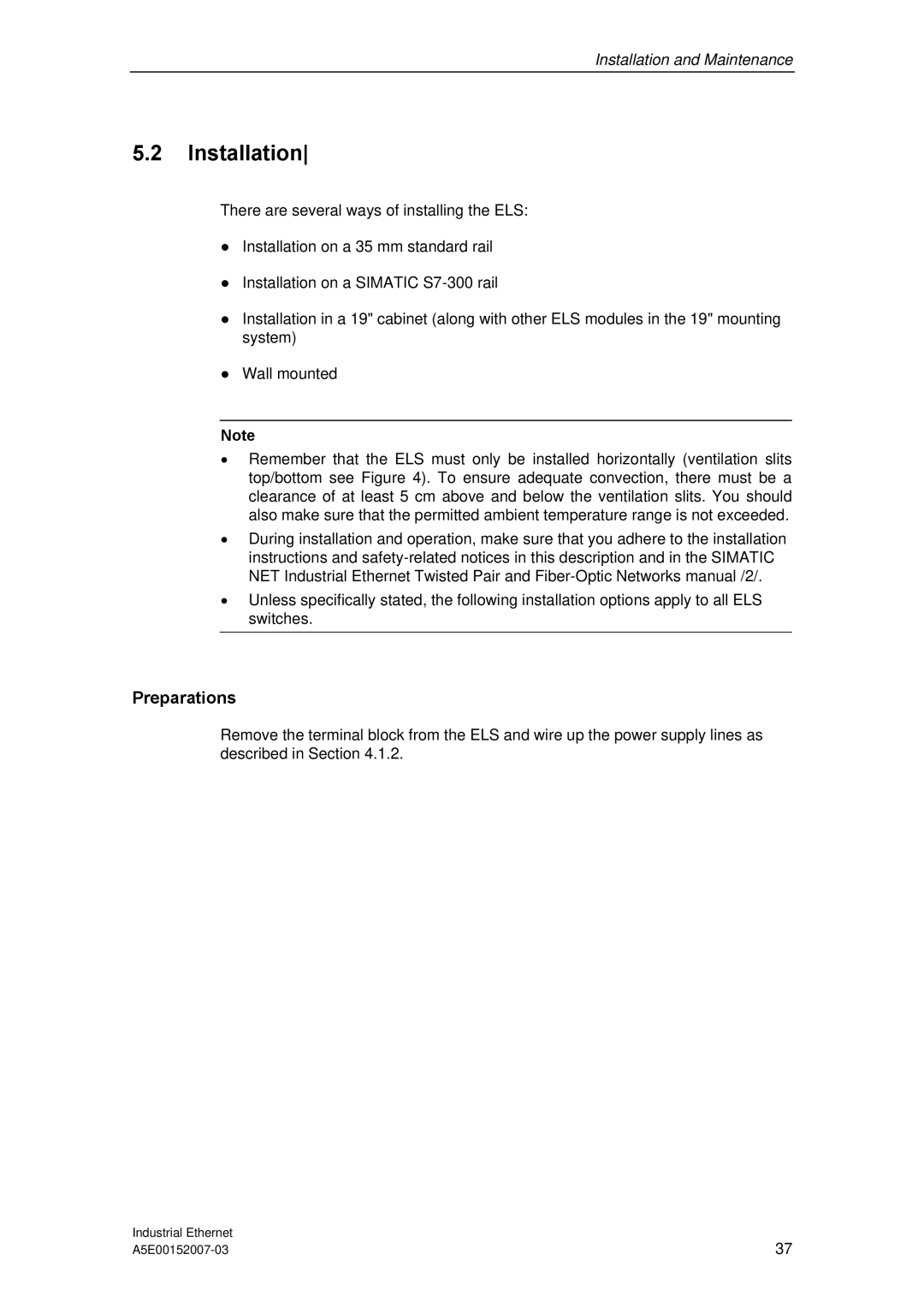 Siemens Electrical Lean Switch installation instructions Installation, Preparations 