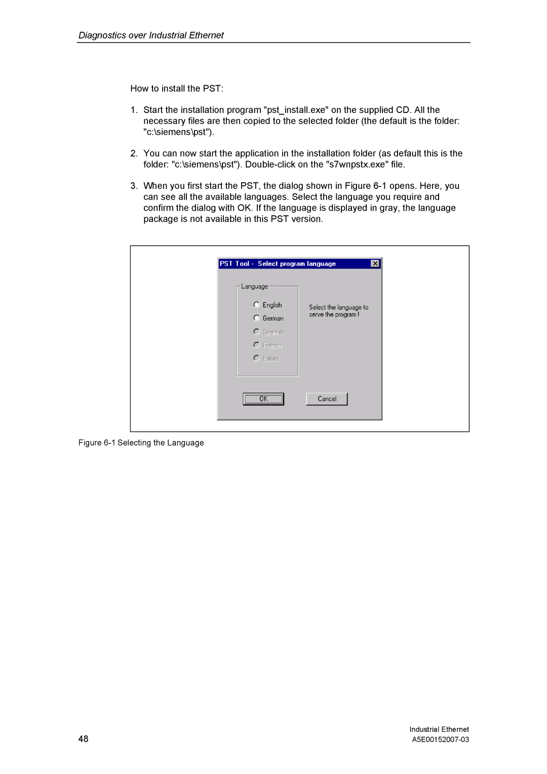 Siemens Electrical Lean Switch installation instructions Selecting the Language 