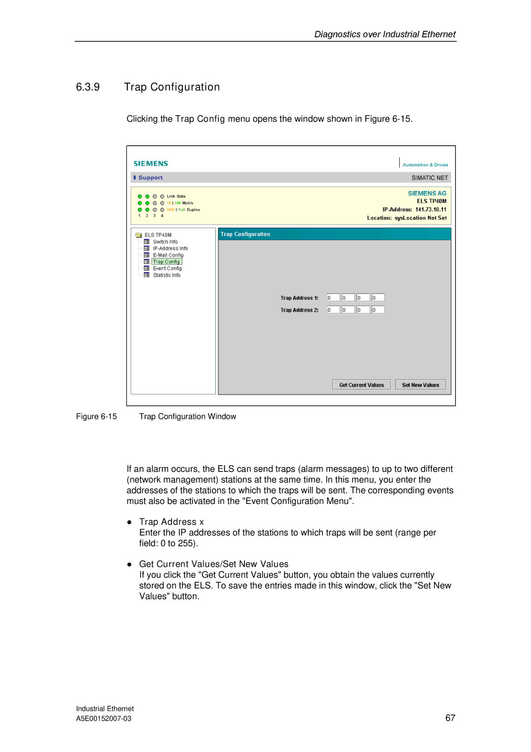 Siemens Electrical Lean Switch installation instructions Trap Configuration, Trap Address 