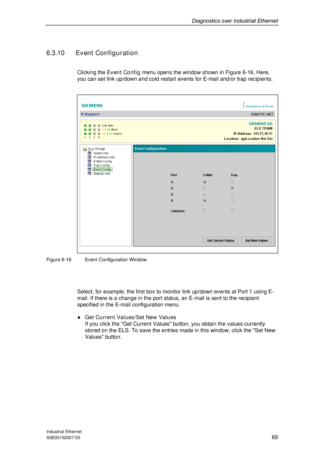 Siemens Electrical Lean Switch installation instructions Event Configuration Window 