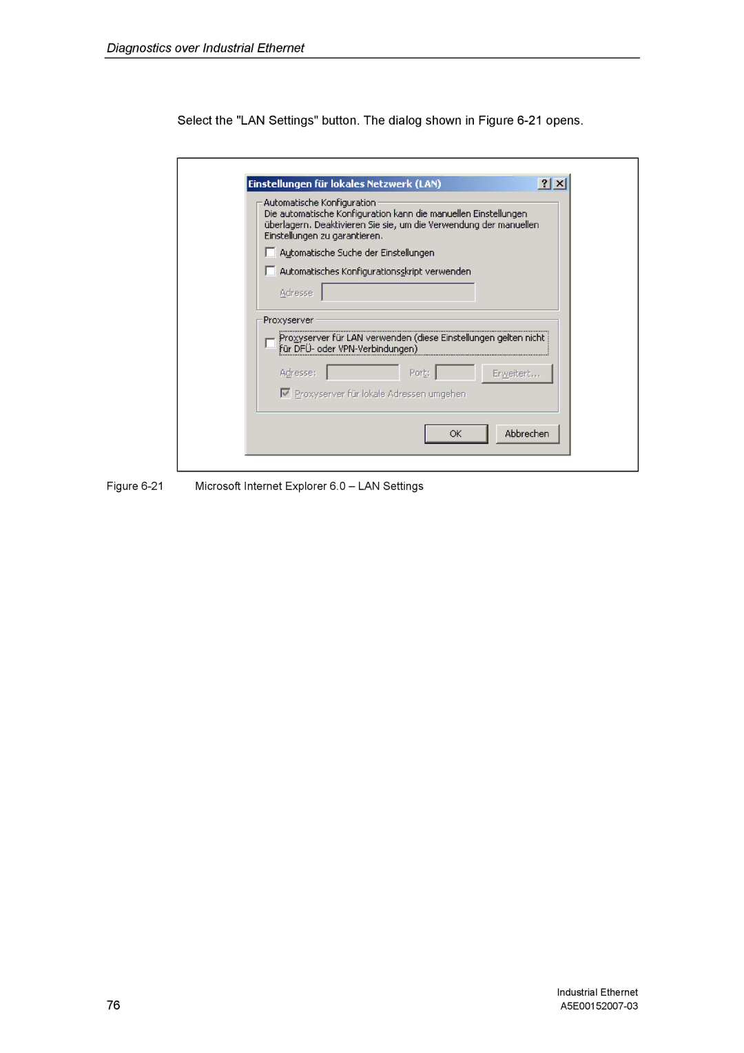 Siemens Electrical Lean Switch installation instructions Microsoft Internet Explorer 6.0 LAN Settings 