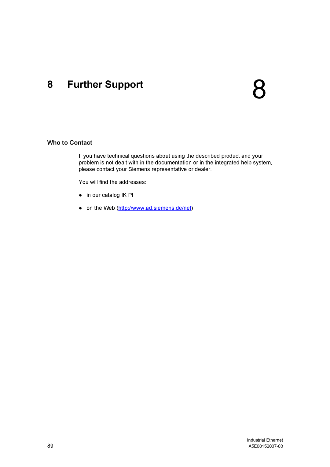 Siemens Electrical Lean Switch installation instructions Further Support, Who to Contact 