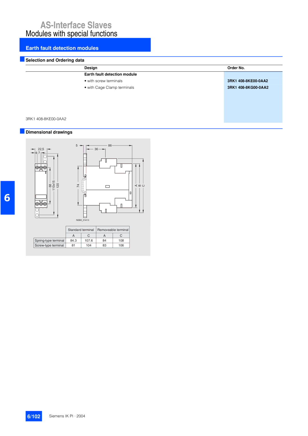 Siemens EN 50295 manual 102, Selection and Ordering data 