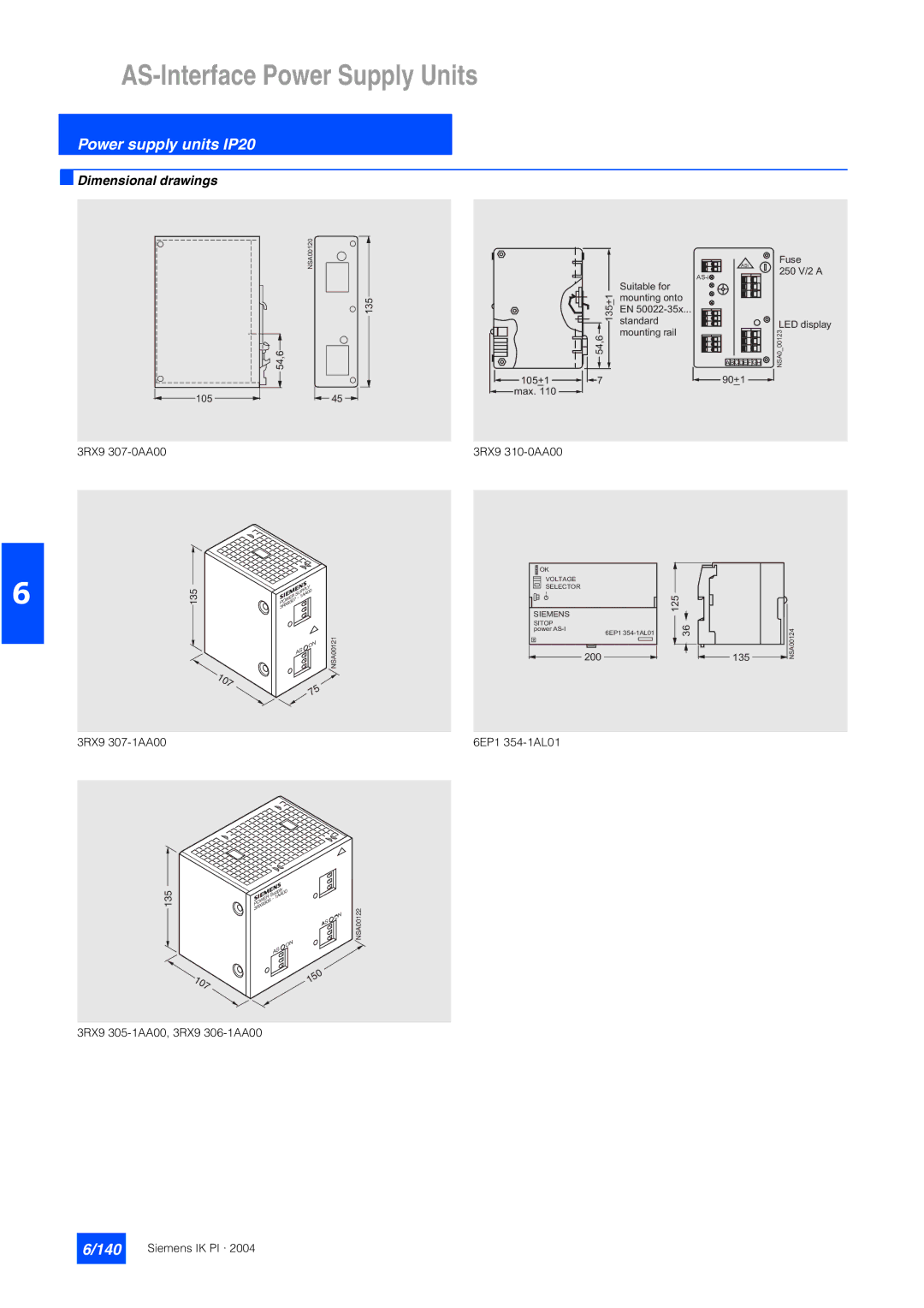 Siemens EN 50295 manual 140, 135 54,6 105 