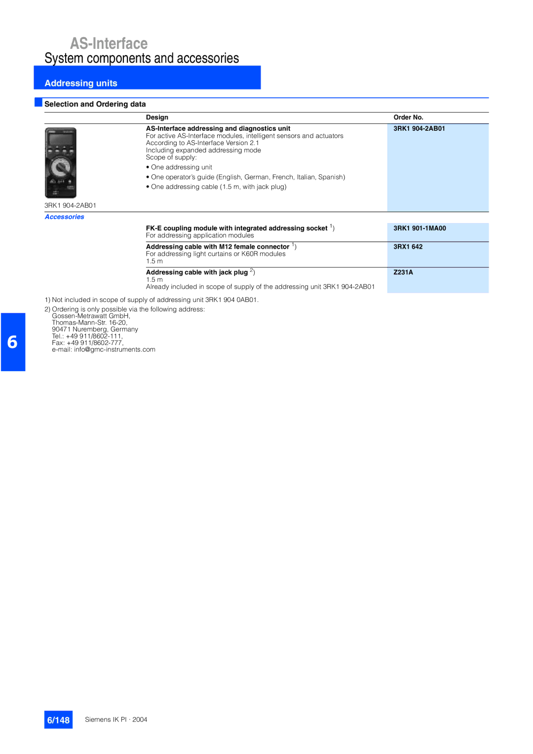 Siemens EN 50295 manual 148, Addressing cable with M12 female connector 3RX1, Addressing cable with jack plug Z231A 