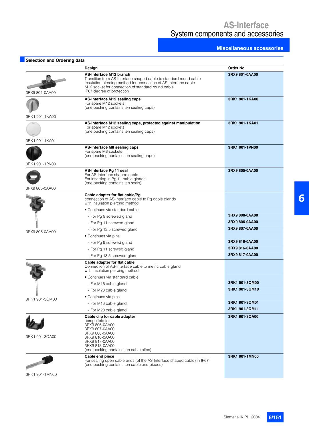 Siemens EN 50295 manual Miscellaneous accessories, 151 