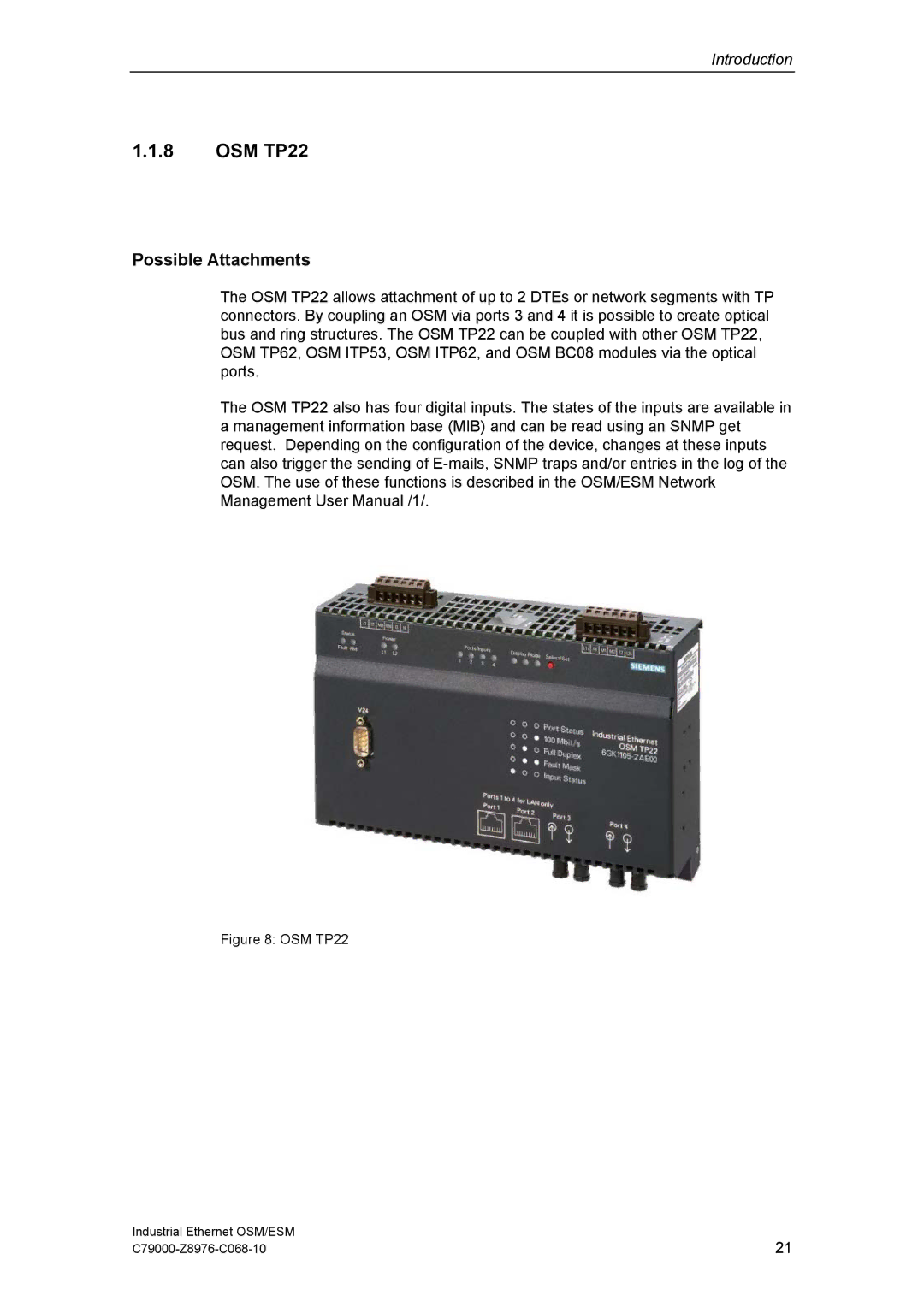 Siemens ESM technical specifications OSM TP22 