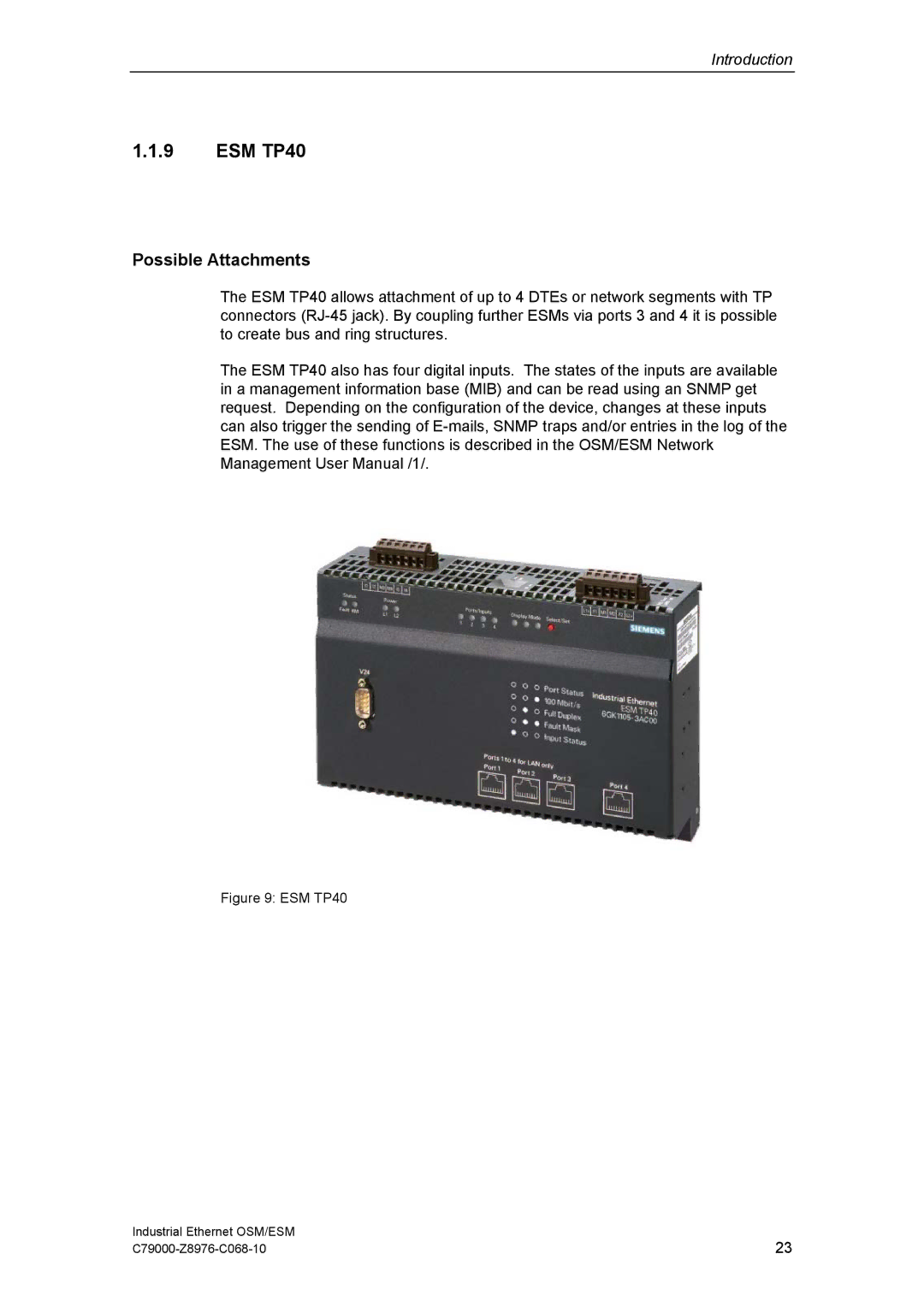 Siemens OSM technical specifications ESM TP40 