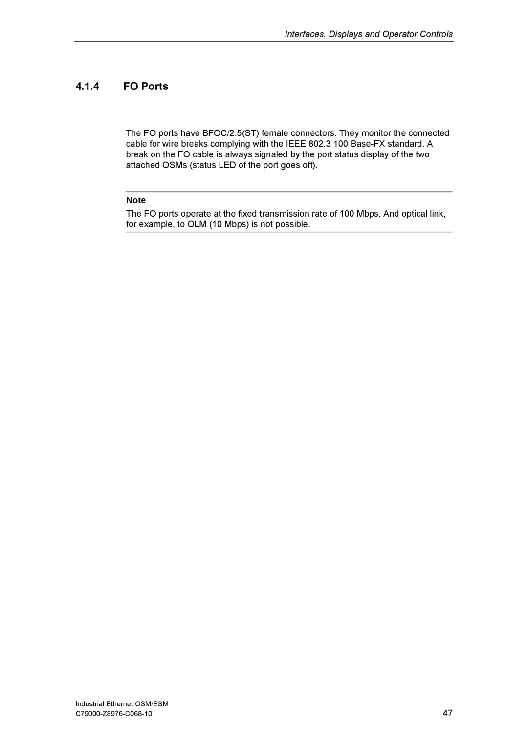 Siemens OSM, ESM technical specifications FO Ports 