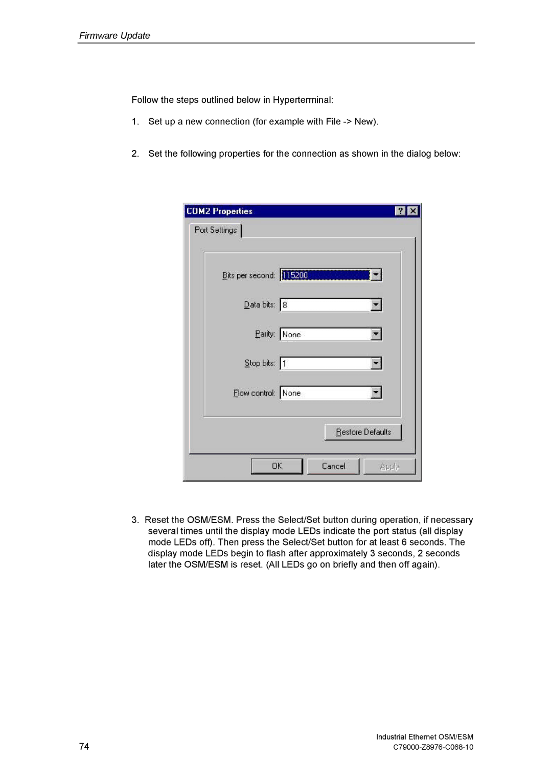 Siemens ESM, OSM technical specifications Firmware Update 