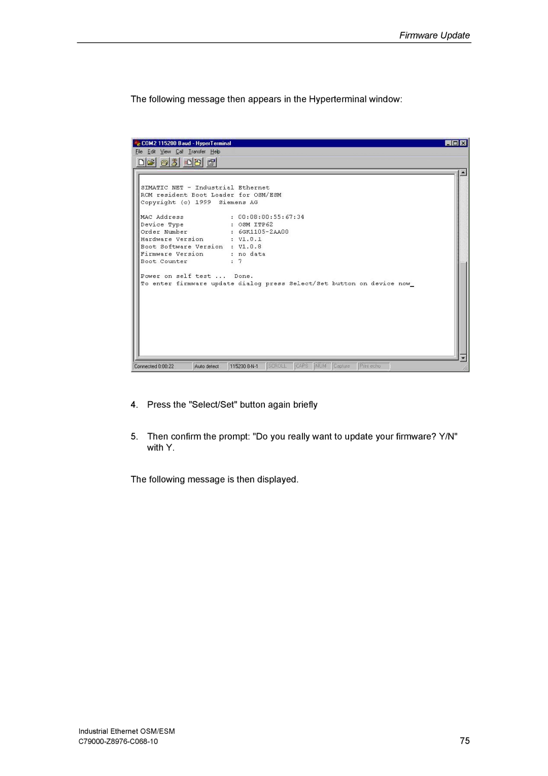 Siemens OSM, ESM technical specifications Firmware Update 