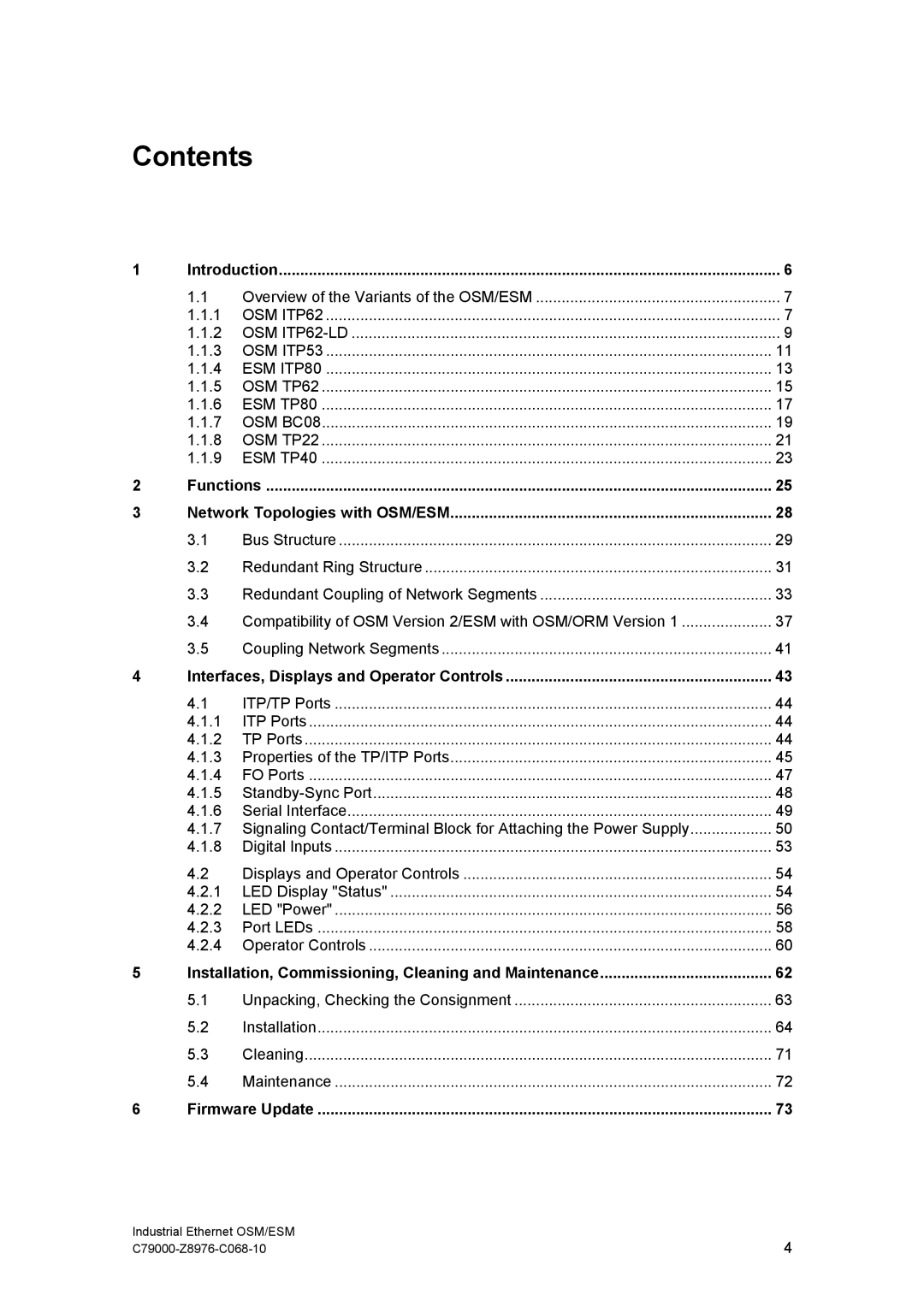 Siemens ESM, OSM technical specifications Contents 