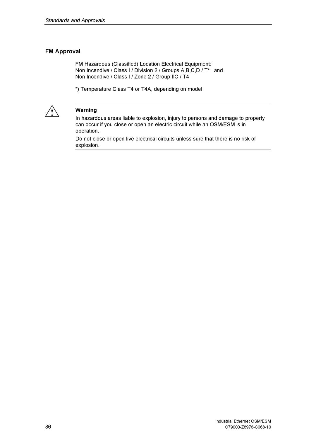 Siemens ESM, OSM technical specifications FM Approval 