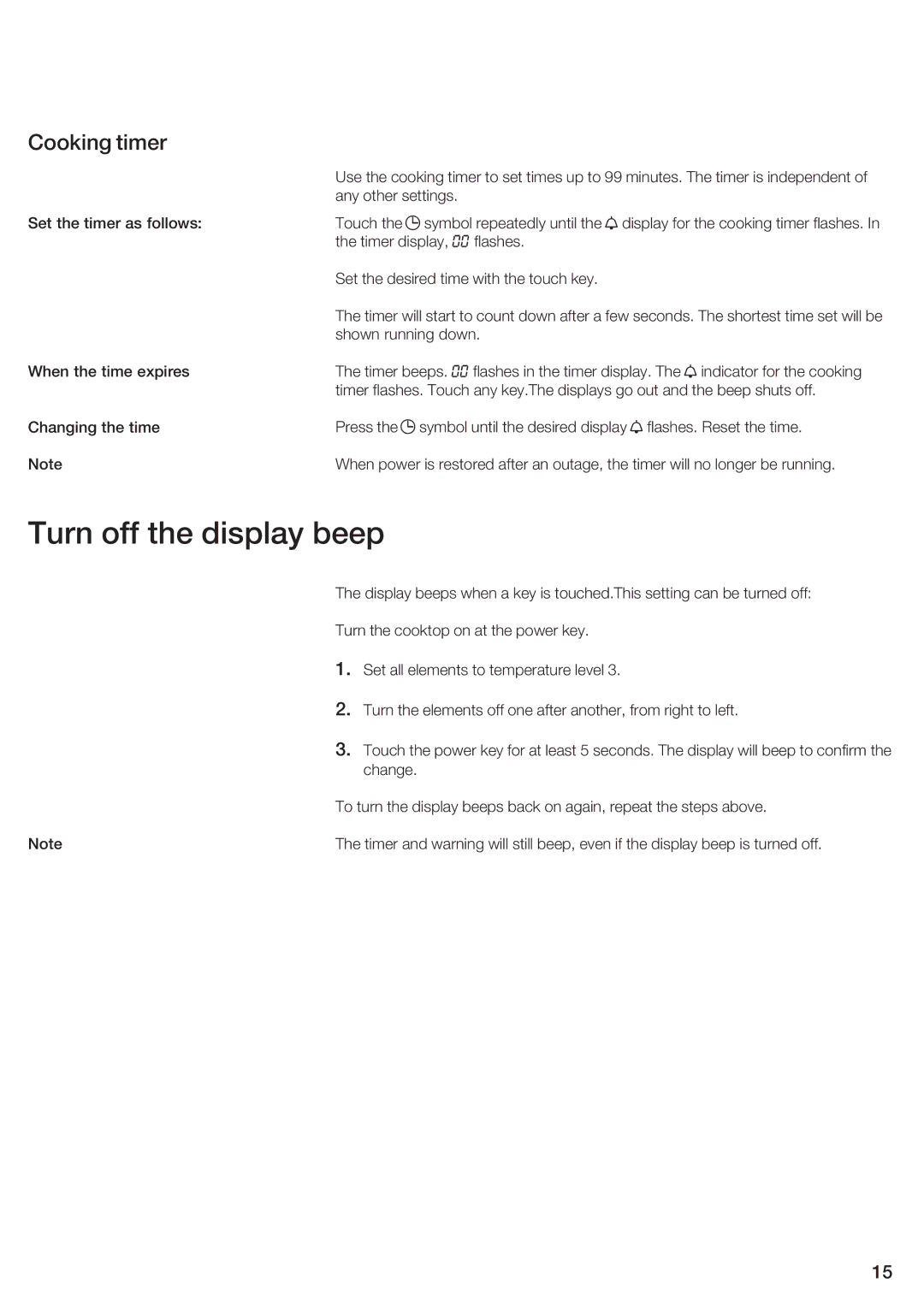 Siemens ET 77..UC, ET 97..UC manual Turn off the display beep, Ooking timer 