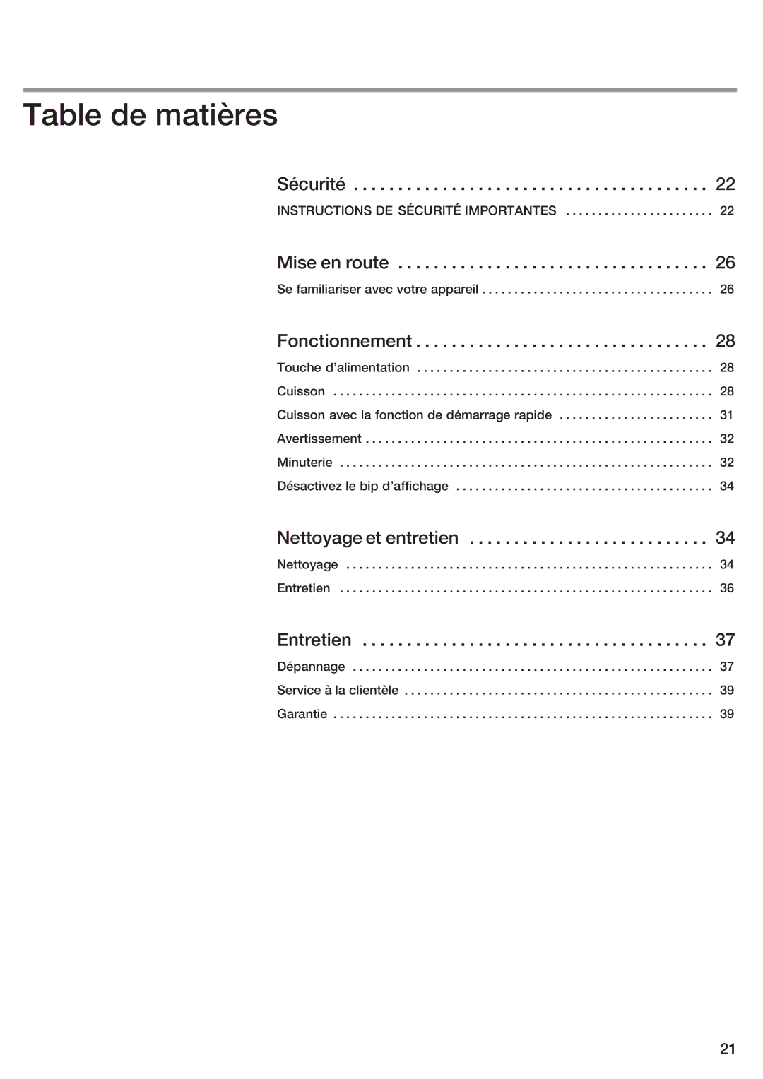 Siemens ET 77..UC, ET 97..UC manual Table de matières 