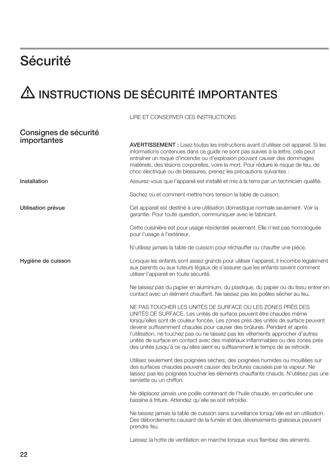 Siemens ET 97..UC, ET 77..UC manual Sécurité, Consignes de sécurité importantes 