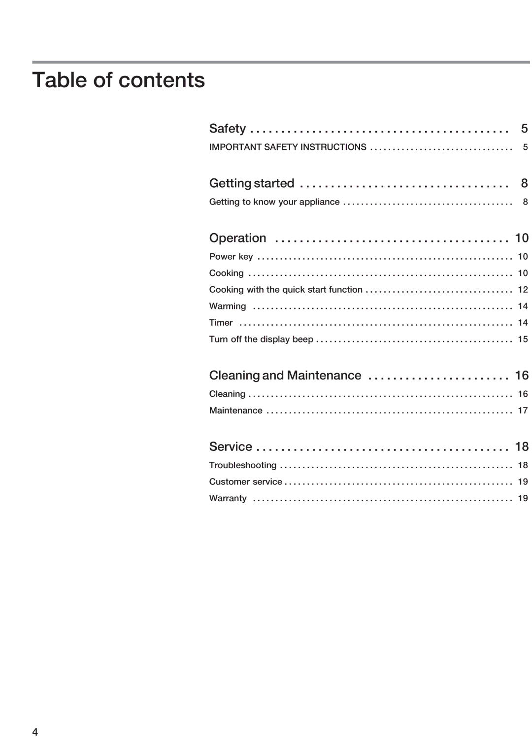 Siemens ET 97..UC, ET 77..UC manual Table of contents 