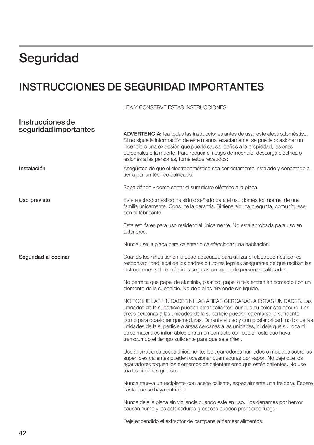 Siemens ET 97..UC, ET 77..UC manual Seguridad, Instrucciones de seguridad importantes 