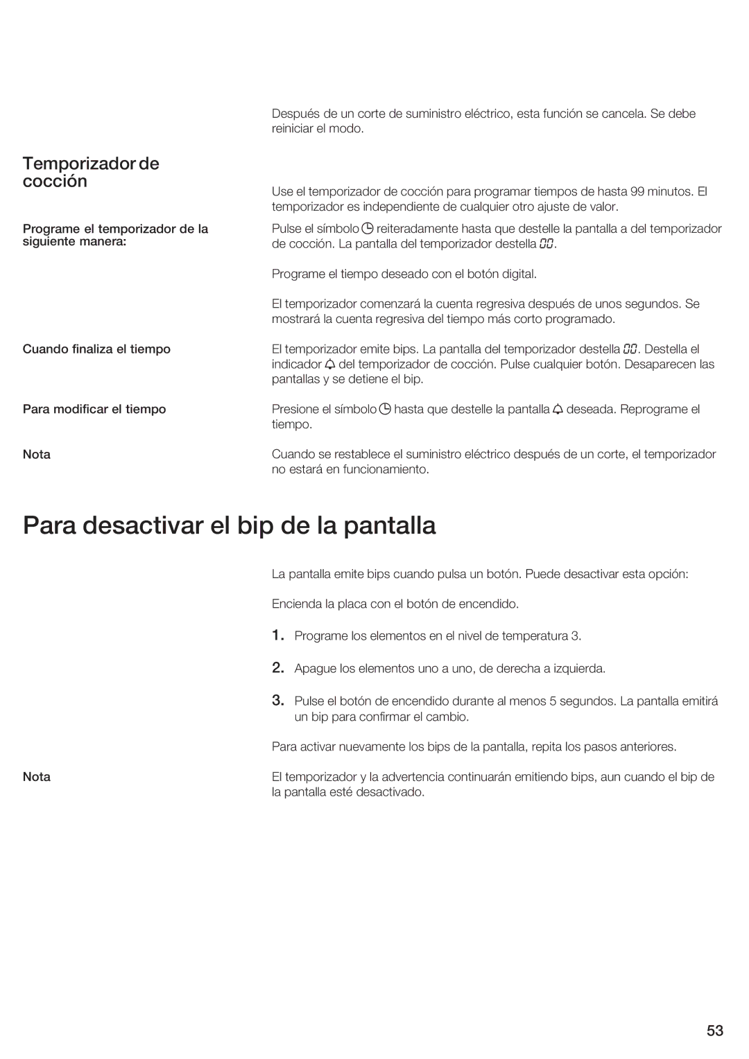 Siemens ET 77..UC, ET 97..UC manual Para desactvar el bp de la pantalla, Temporzador de coccón 