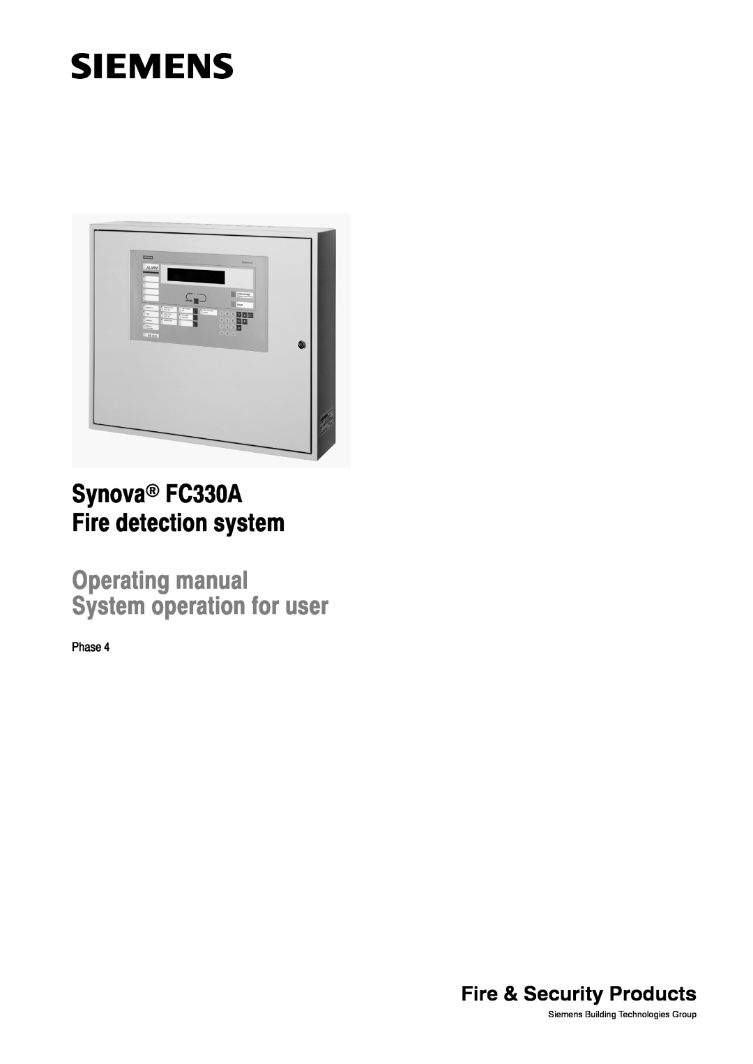 Siemens manual Fire & Security Products, Synova FC330A Fire detection system, Phase 