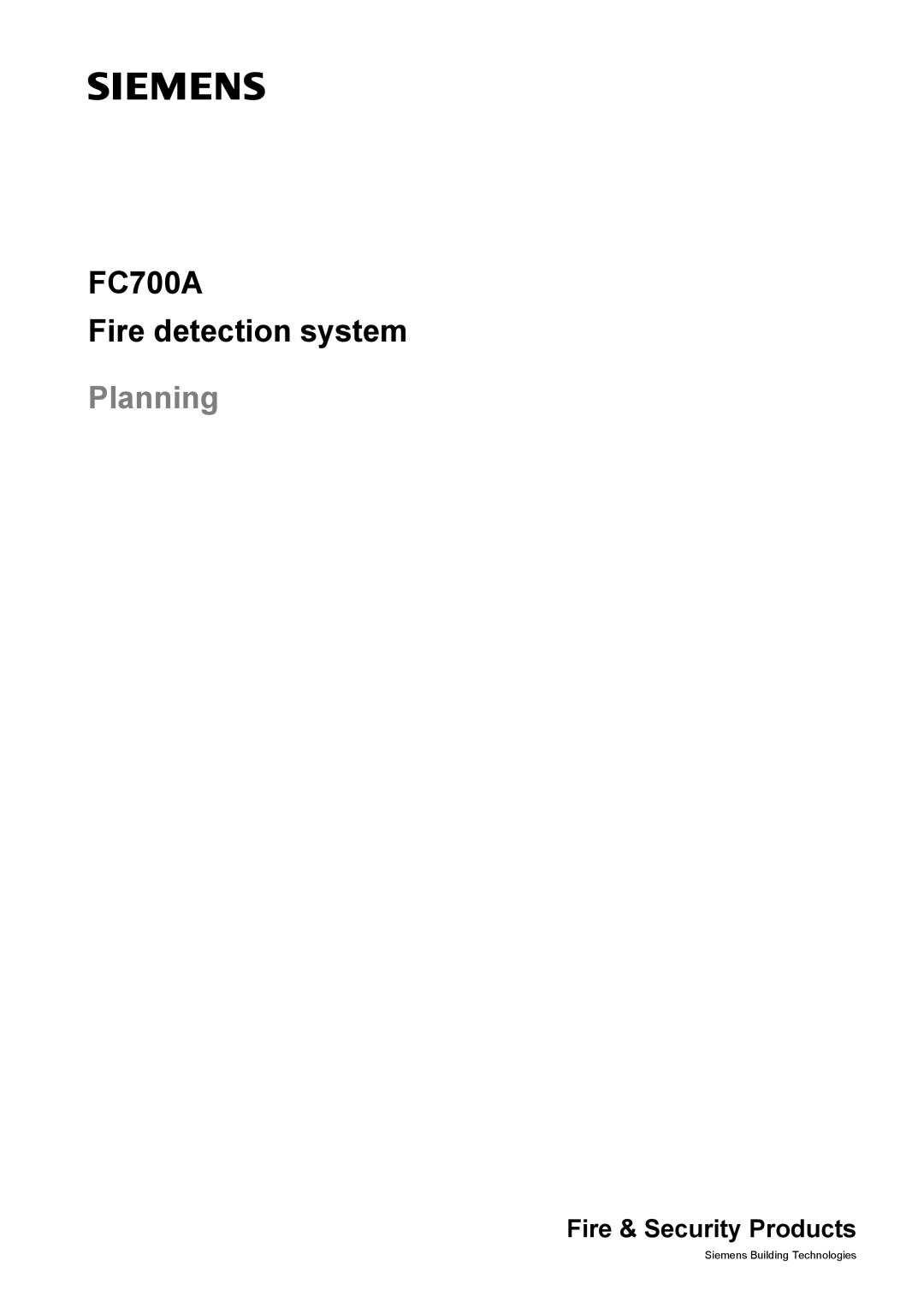 Siemens FC700A manual Planning 