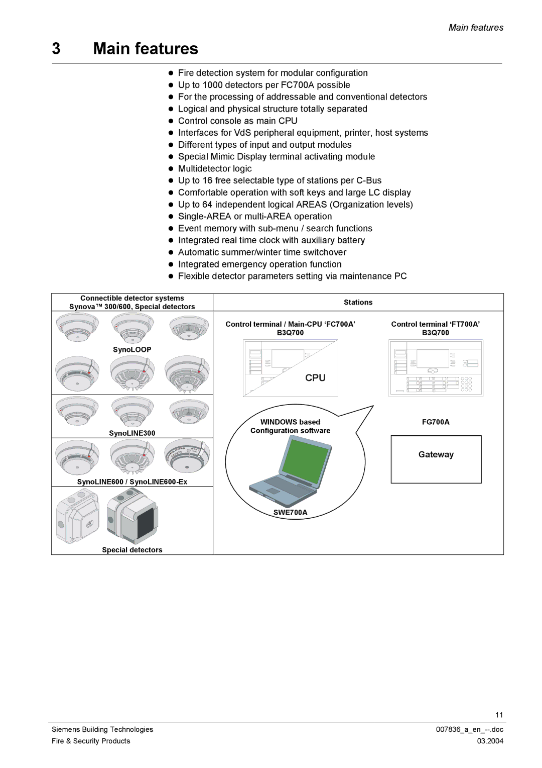 Siemens FC700A manual Main features, Stations 