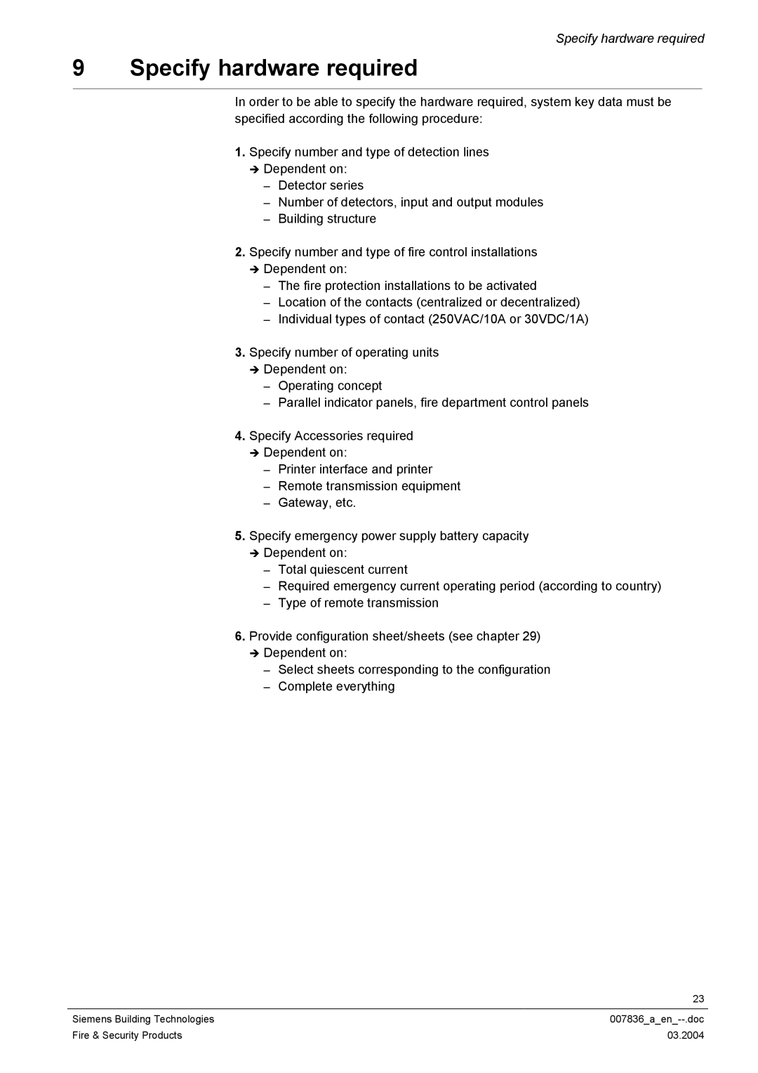 Siemens FC700A manual Specify hardware required 