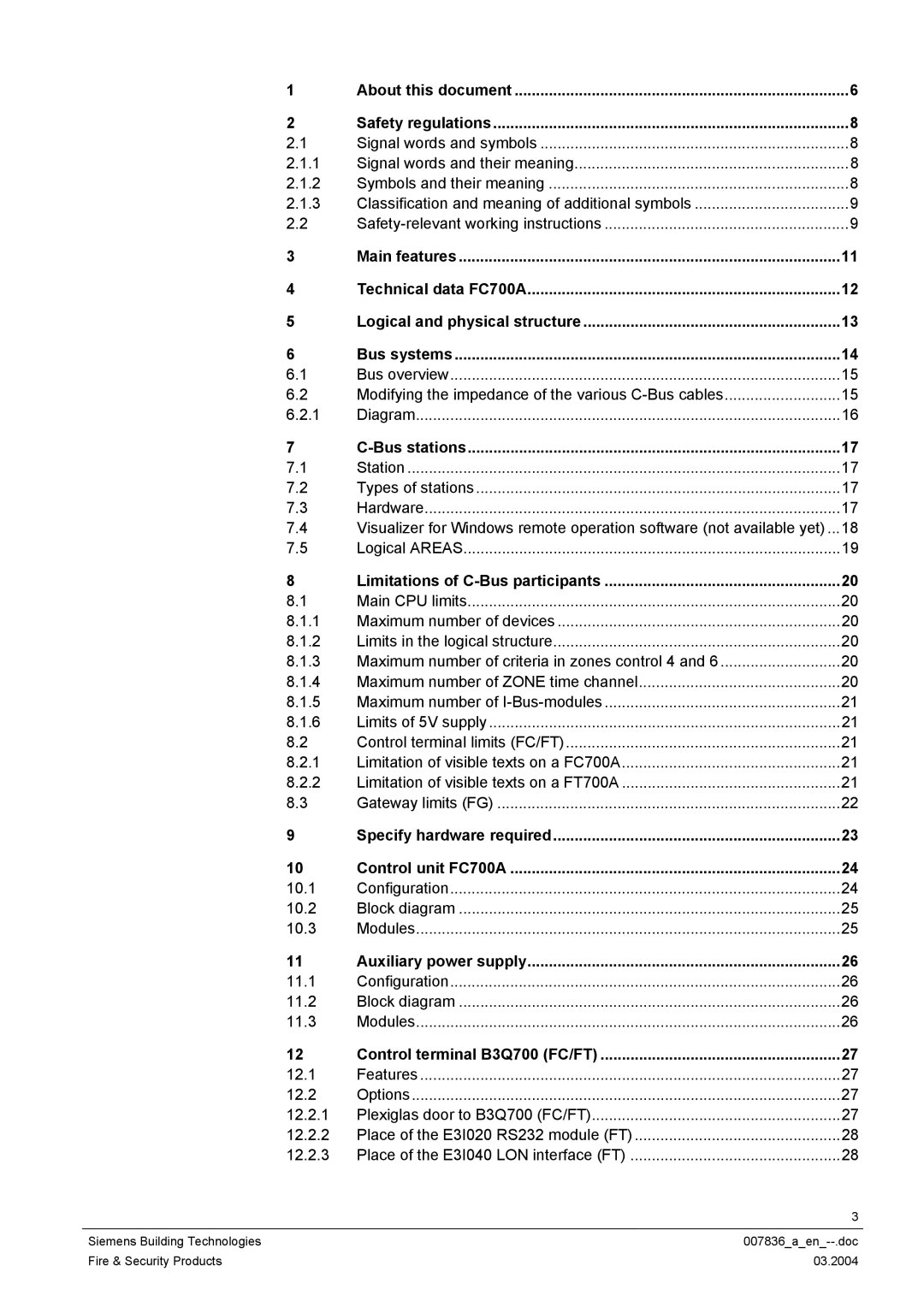 Siemens FC700A manual Modifying the impedance of the various C-Bus cables 