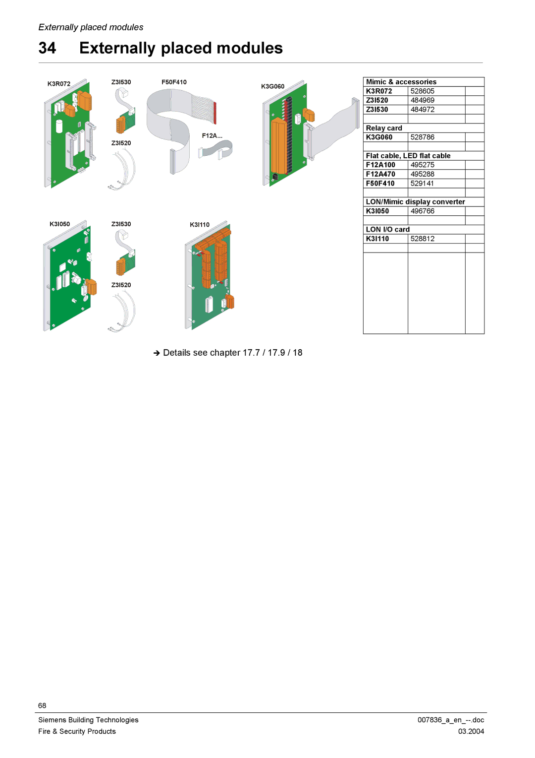 Siemens FC700A manual Externally placed modules, Details see .7 / 17.9 