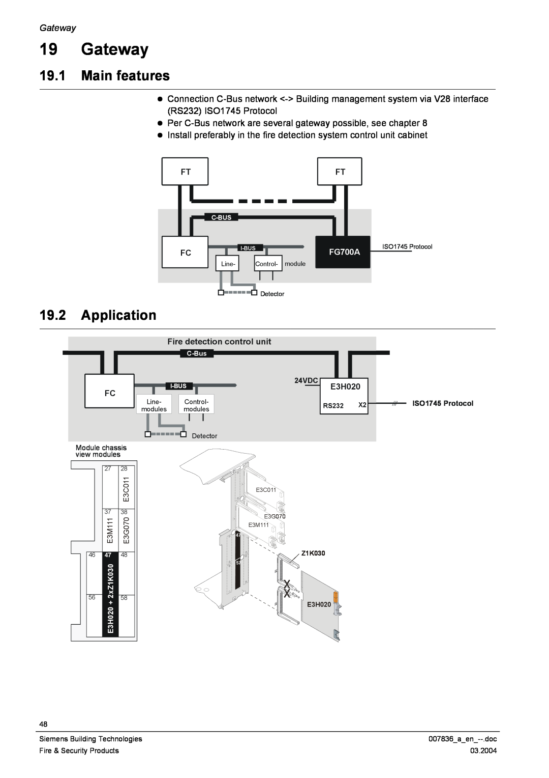 Siemens FC700A manual Gateway, 19.1Main features, 19.2Application 