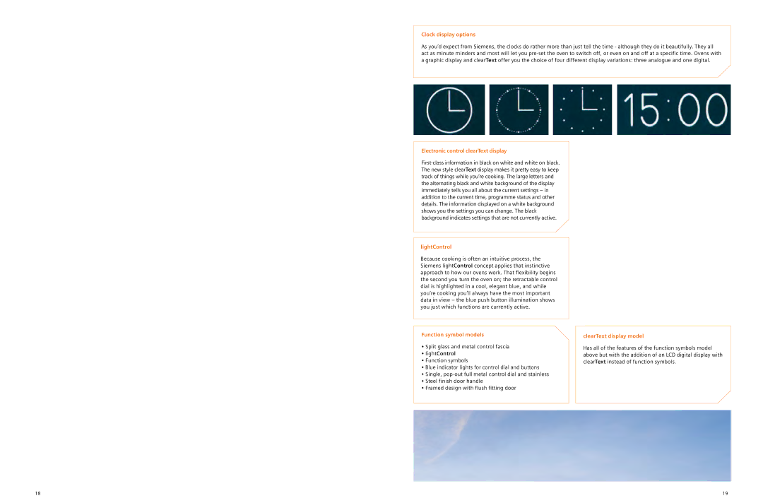 Siemens 2012/gcc manual Clock display options, Electronic control clearText display, LightControl, Function symbol models 