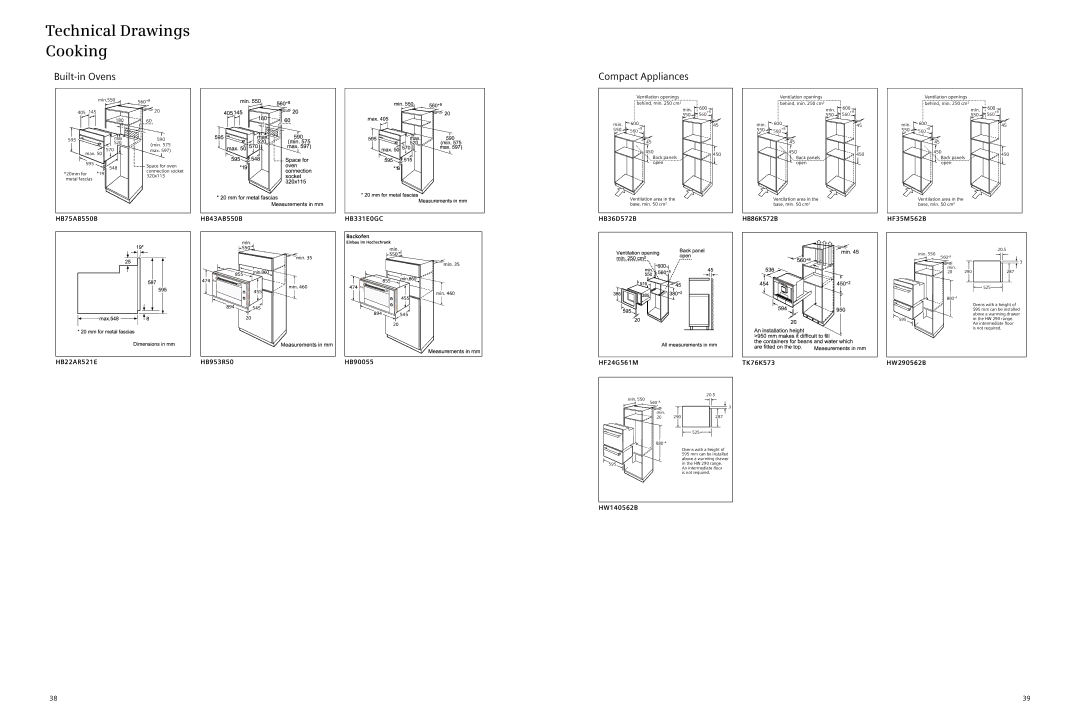 Siemens 2012/gcc, full range of siemens home appliances manual Technical Drawings Cooking, HB86K572B 