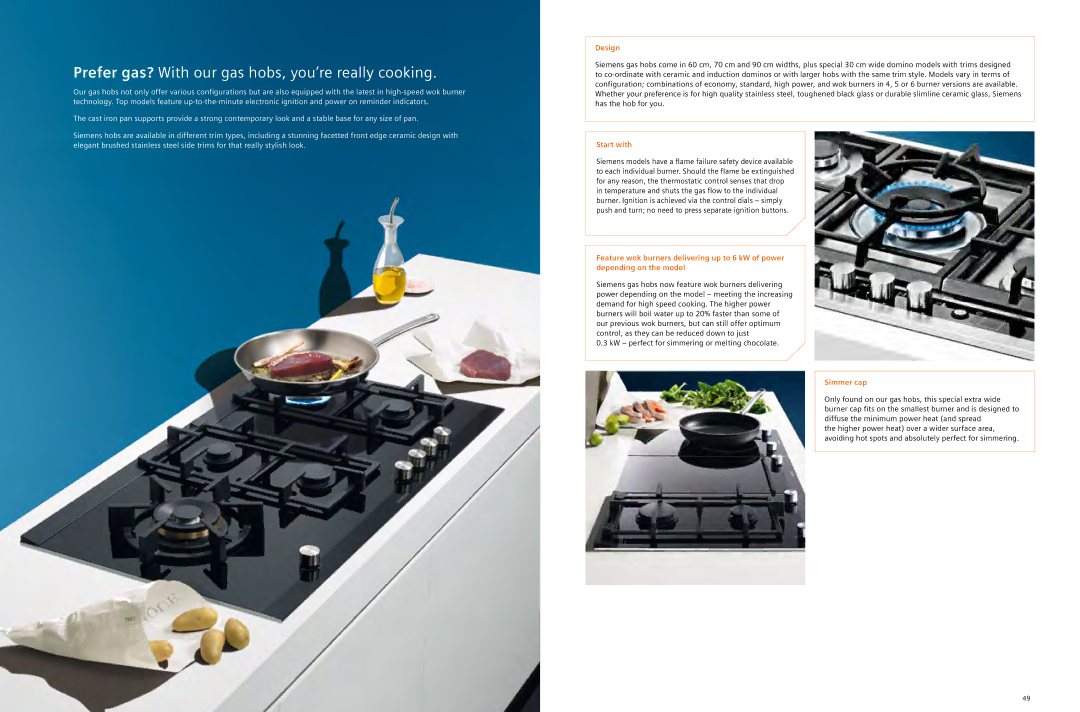 Siemens full range of siemens home appliances, 2012/gcc manual Design, Start with, Simmer cap 