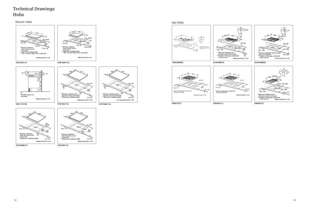 Siemens full range of siemens home appliances, 2012/gcc manual Technical Drawings Hobs 