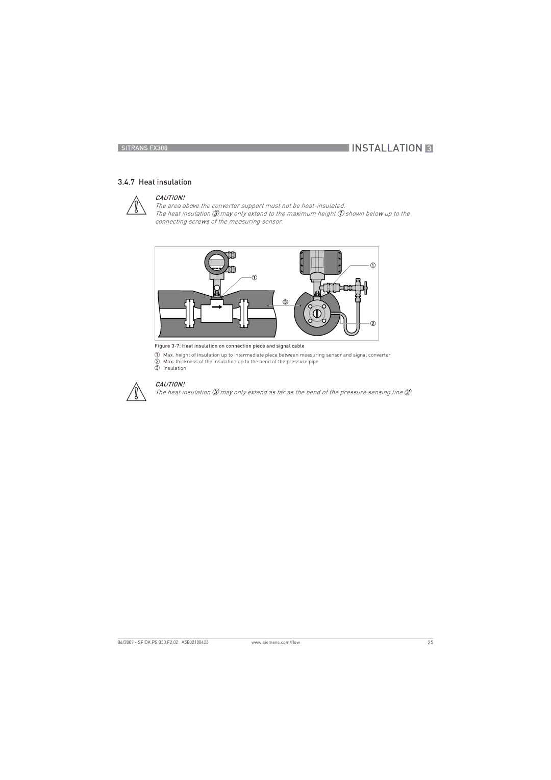 Siemens FX300 manual Heat insulation 