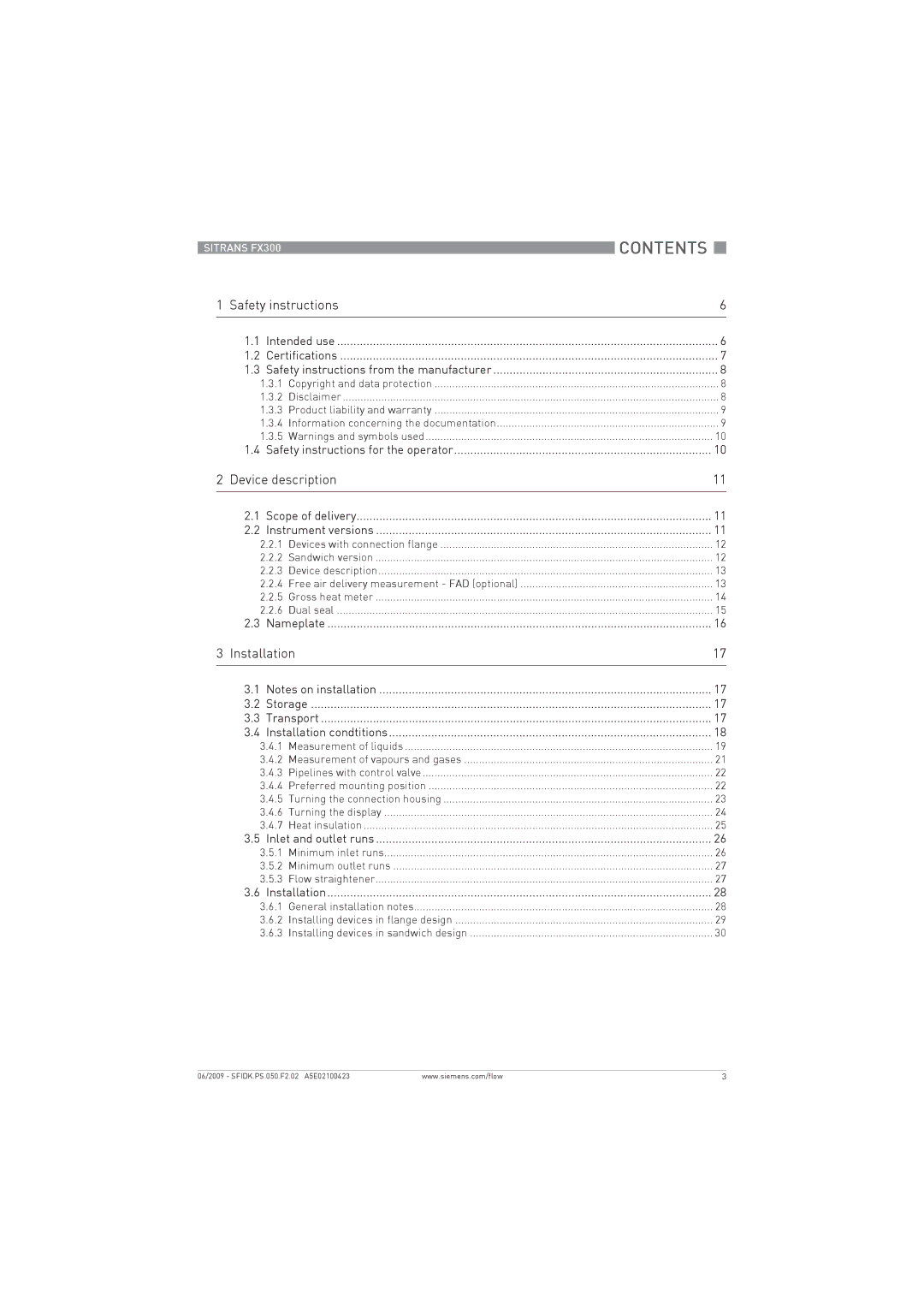 Siemens FX300 manual Contents 