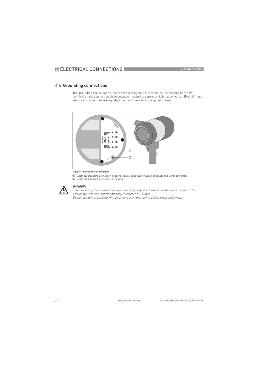 Siemens FX300 manual Grounding connections 