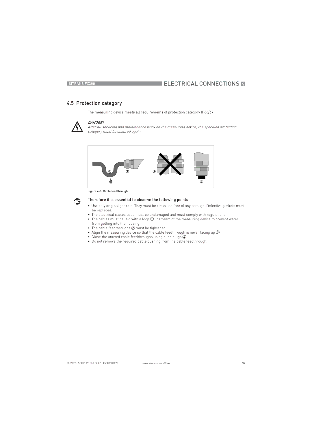 Siemens FX300 manual Protection category, Therefore it is essential to observe the following points 