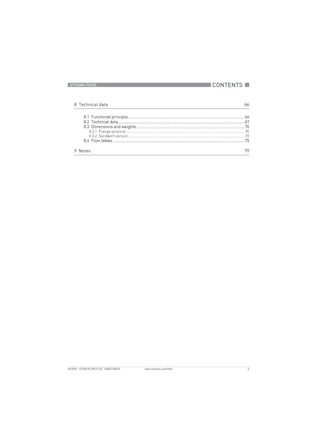 Siemens FX300 manual Technical data 