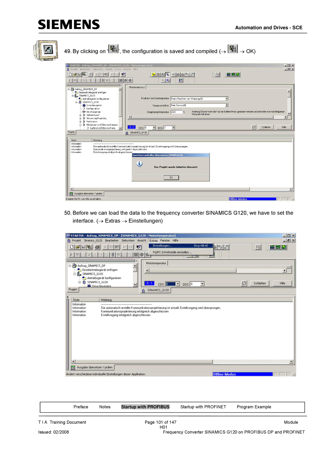 Siemens G120 manual Automation and Drives SCE 