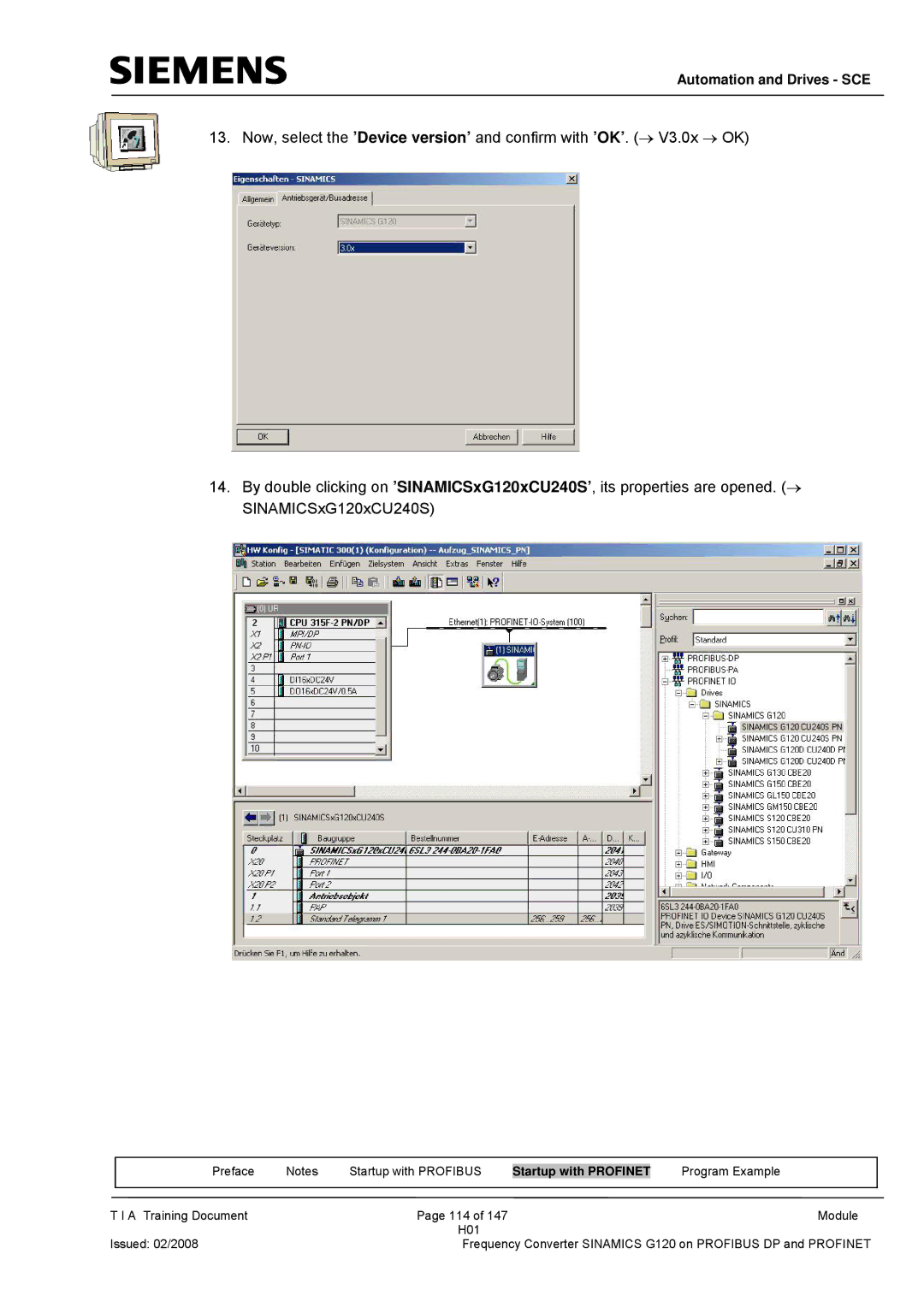 Siemens G120 manual Automation and Drives SCE 