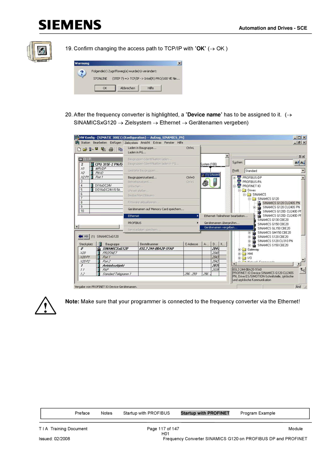 Siemens G120 manual Automation and Drives SCE 