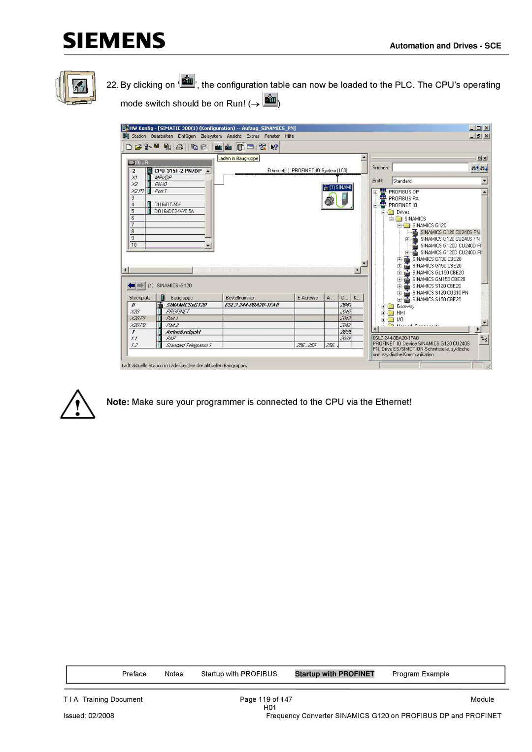 Siemens G120 manual Automation and Drives SCE 