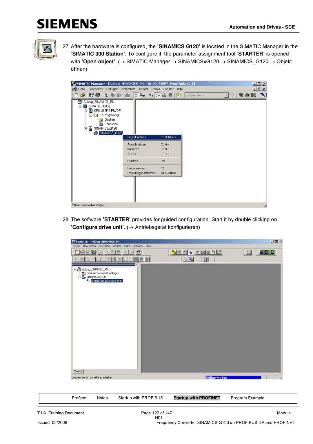 Siemens G120 manual Automation and Drives SCE 