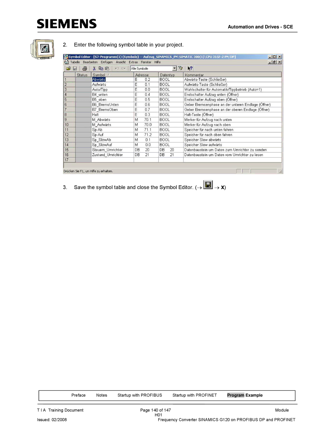 Siemens G120 manual Automation and Drives SCE 