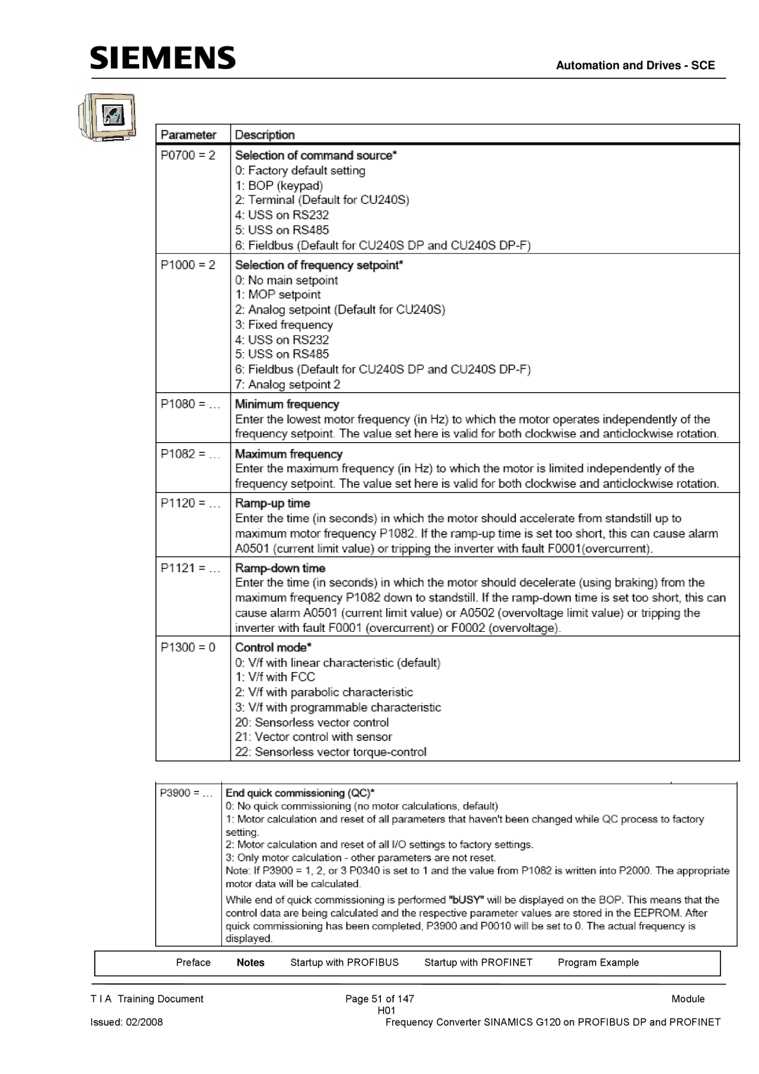 Siemens G120 manual Automation and Drives SCE 