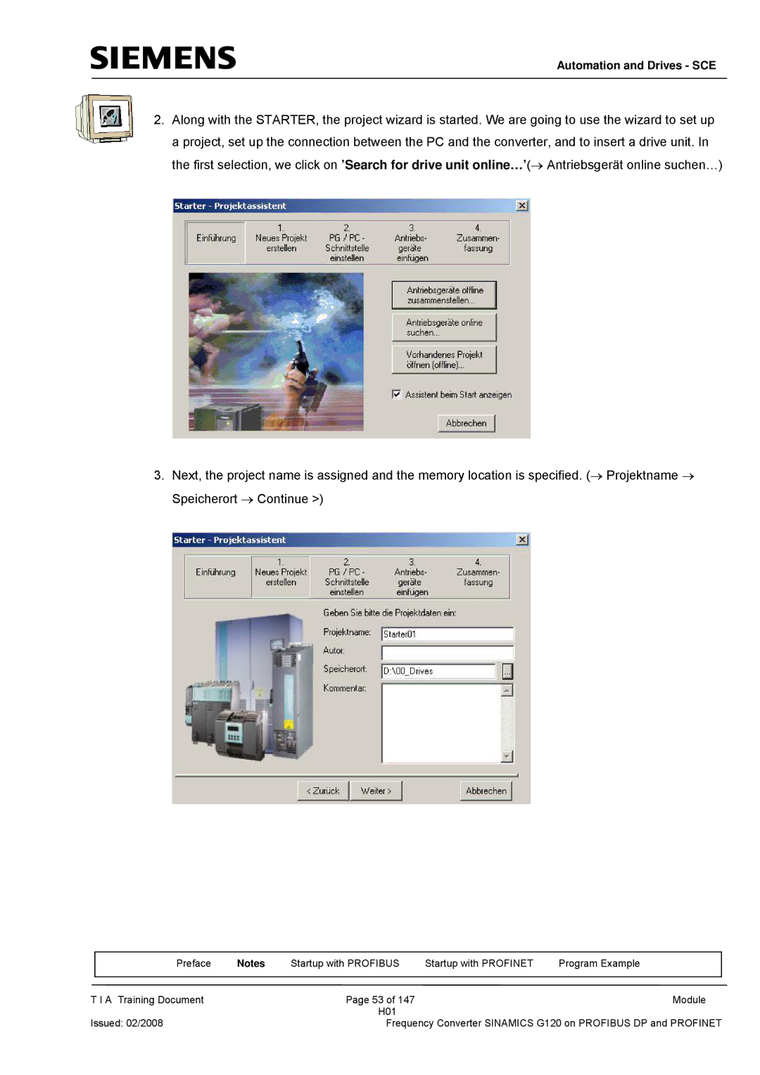 Siemens G120 manual Automation and Drives SCE 