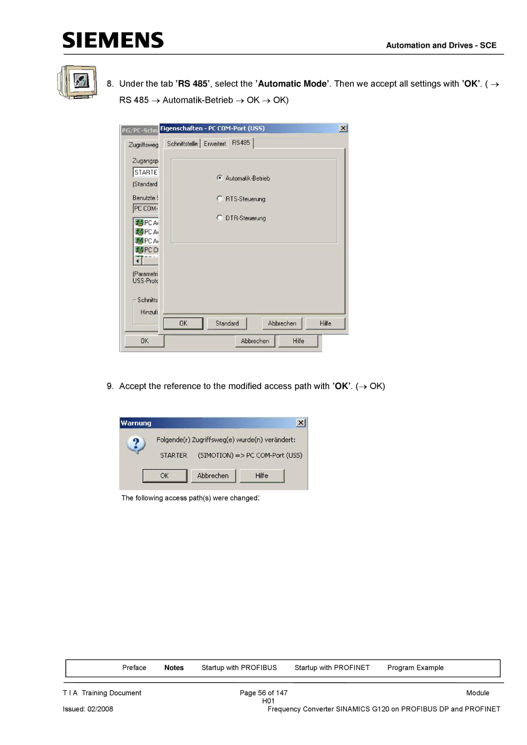 Siemens G120 manual Automation and Drives SCE 