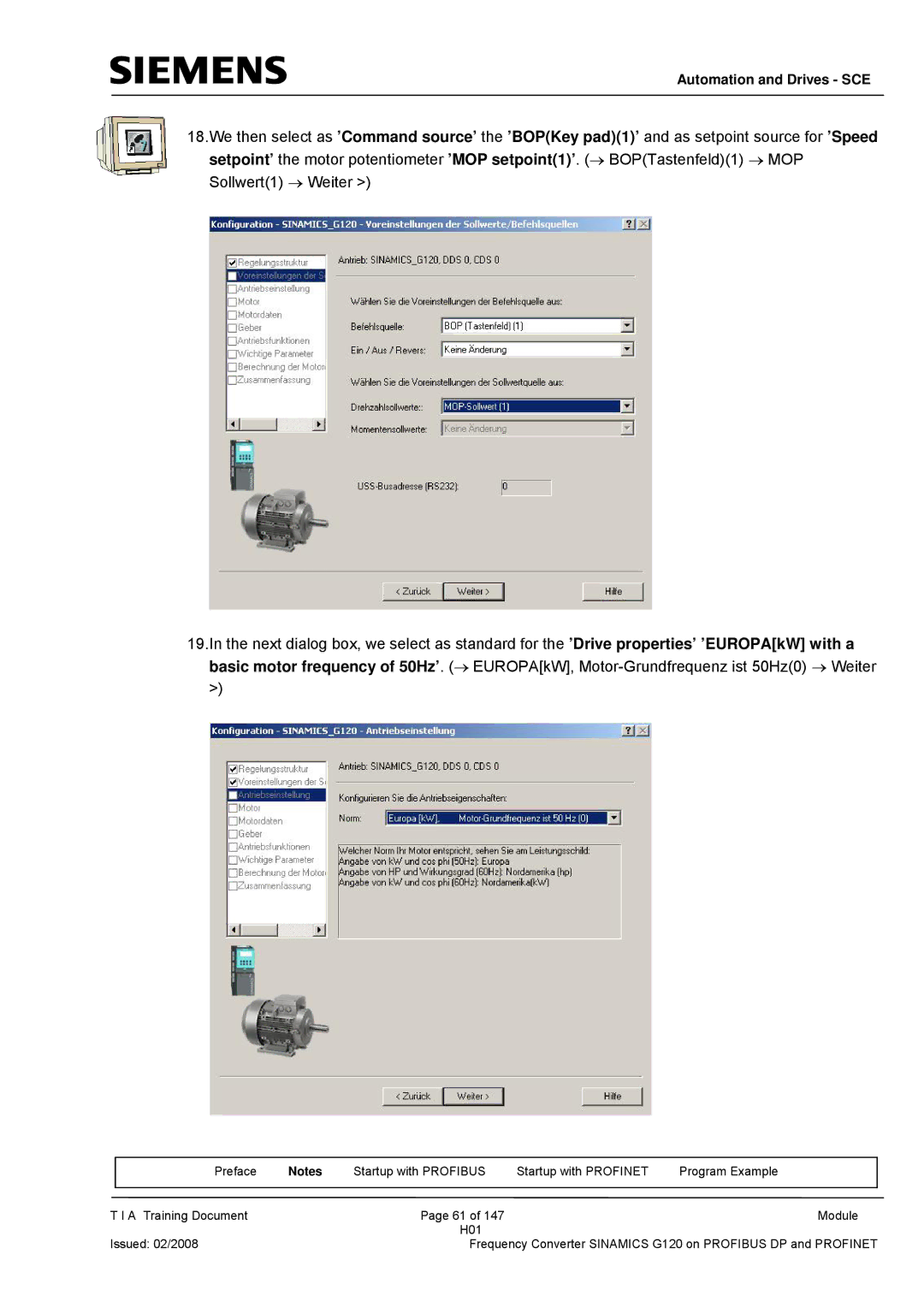 Siemens G120 manual Automation and Drives SCE 