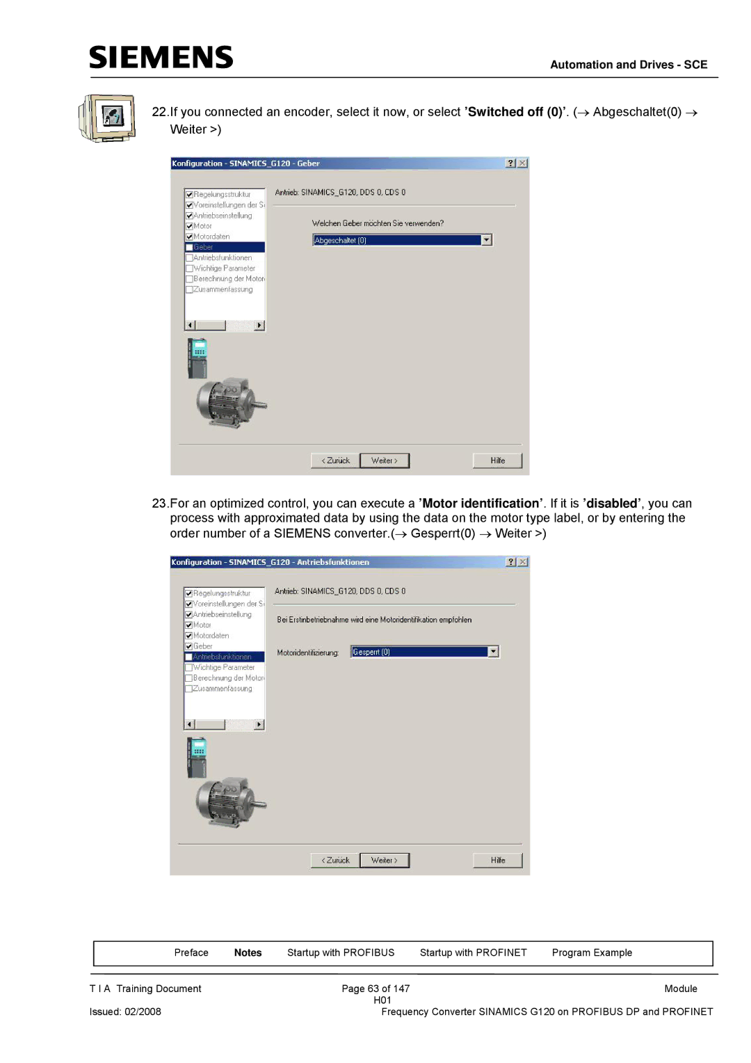 Siemens G120 manual Automation and Drives SCE 